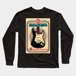 The Blues Vintage Style Guitar - TAN Long Sleeve T-Shirt